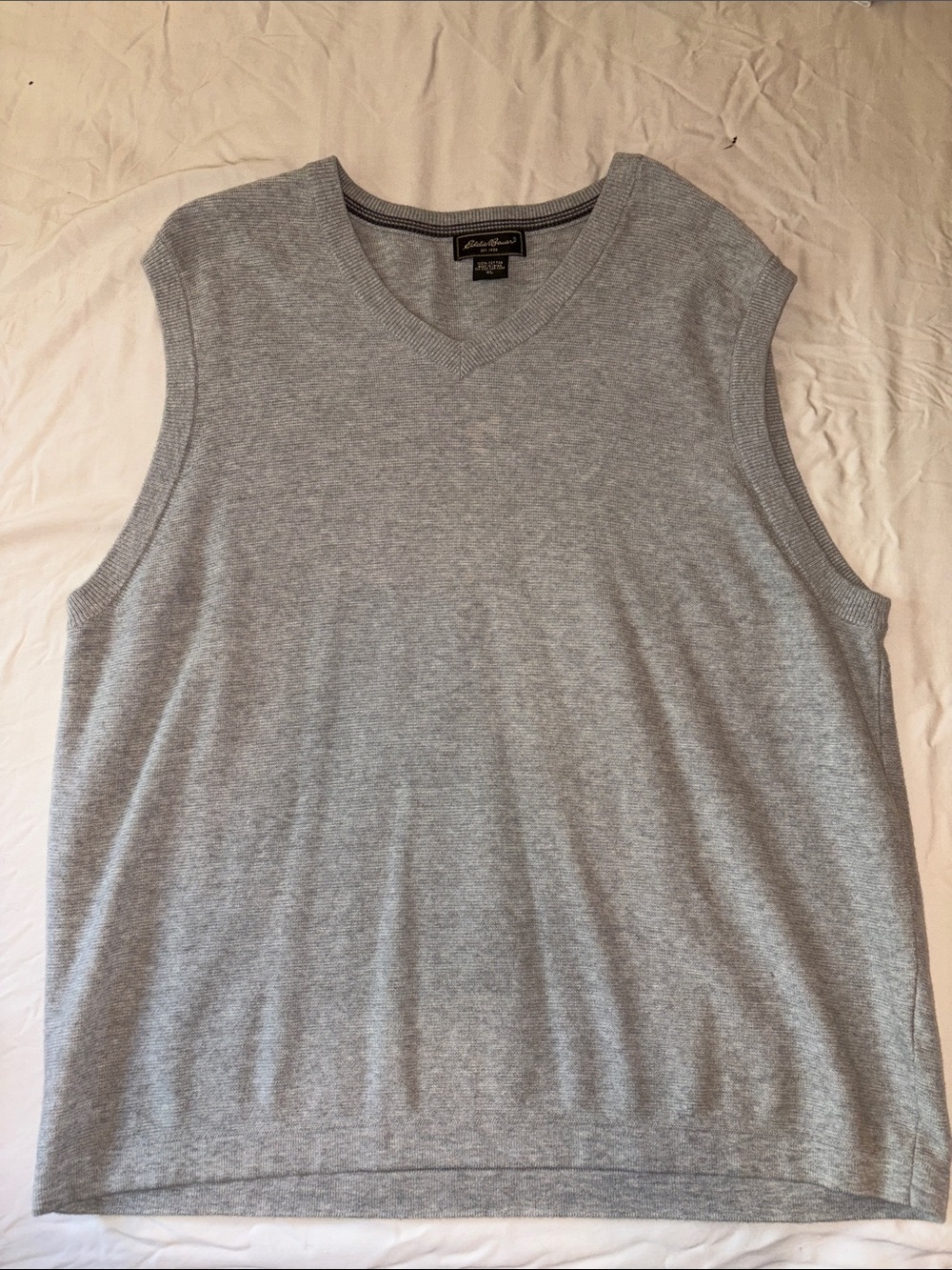Eddie Bauer Men’s Light Gray V-Neck Sweater Vest